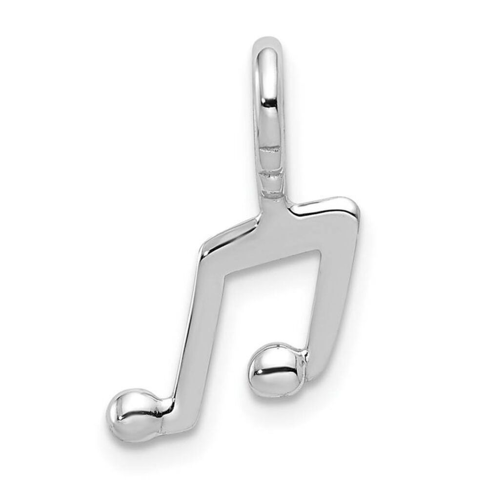 14k White Gold Beamed Eighth Note Pendant, 9mm (3/8 inch)